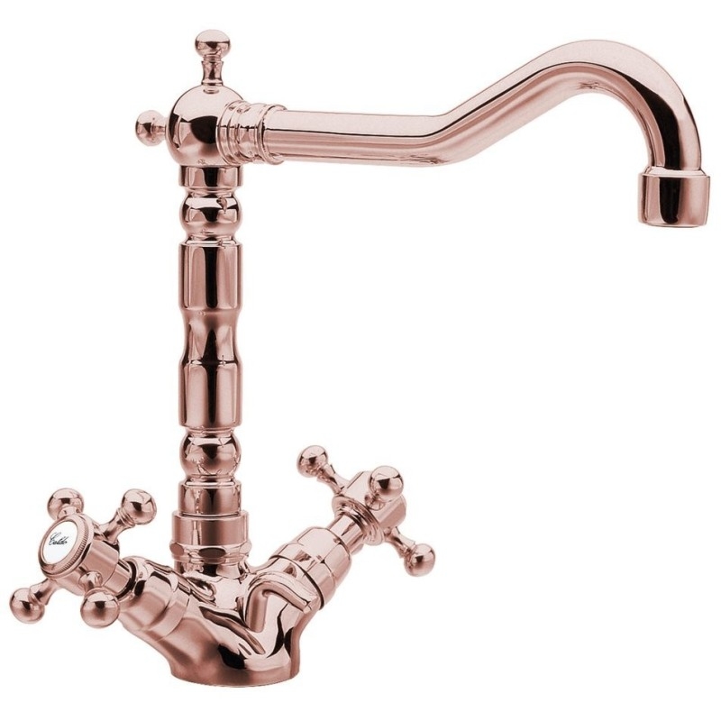 ANTEA Washbasin Mixer Tap avec Pop Up Waste and Retro Spout, or rose