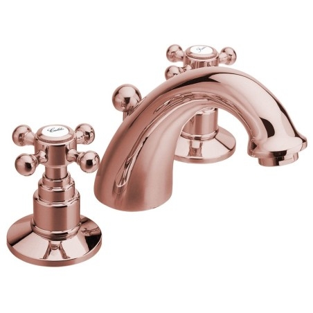 ANTEA 3 Hole Washbasin Robinet de mélange avec les déchets Pop Up, or rose