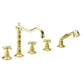 Pont ANTEA Monté 5 Hole Mixer Tap avec Retro Spout, or