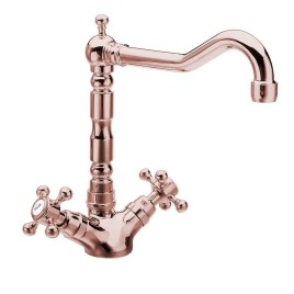 ANTEA Robinet de mélangeur de cuisine avec douche rétro, or rose