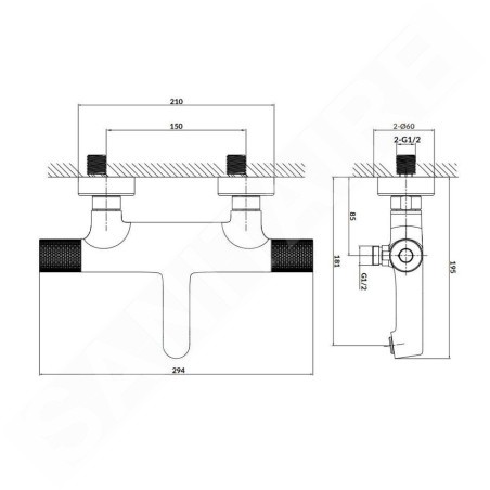 Cersanit Zen - Mitigeur thermostatique de baignoire, chrome S951-563