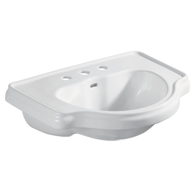 Lavabo en céramique RETRO 62x45,5cm, buit dans, 3 trous pour mélangeur, blanc