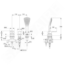 Kludi Ameo - Robinet de baignoire, 3 trous, chrome 414480575