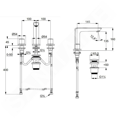 Kludi Ameo - Mitigeur de lavabo, installation 3 trous, chrome 413930530