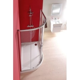 RIVA Quadrant Cultured Marble Shower Tray, 100x80cm, droite