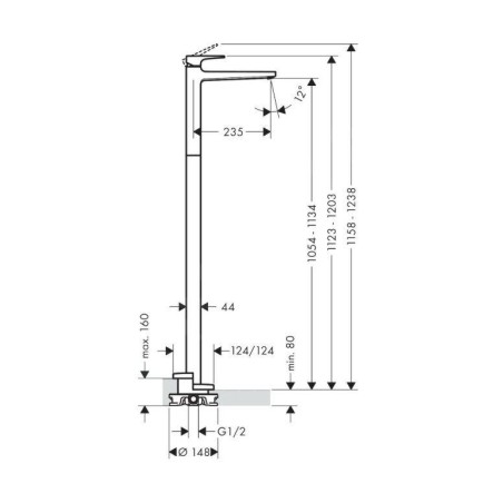 Hansgrohe Metropol - Mitigeur de lavabo à levier au sol, chrome 32530000