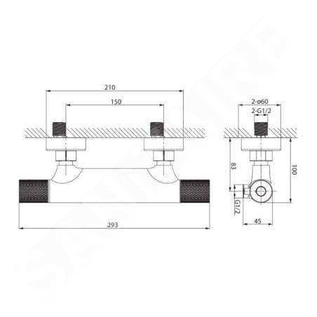 Cersanit Zen - Mitigeur thermostatique de douche, gun metal S951-583