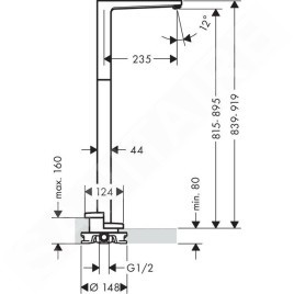 Hansgrohe Metropol - Tuyau d’écoulement de baignoire au sol, chrome 32531000