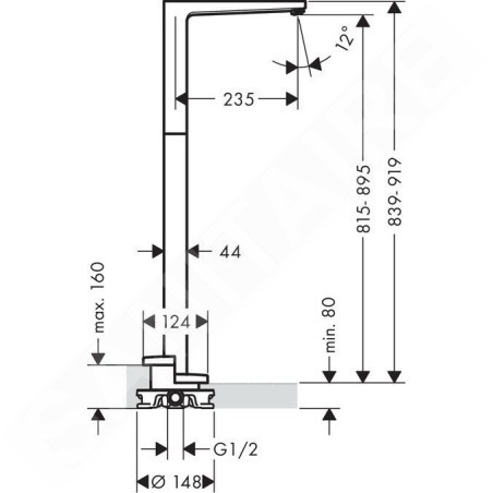 Hansgrohe Metropol - Tuyau d’écoulement de baignoire au sol, chrome 32531000