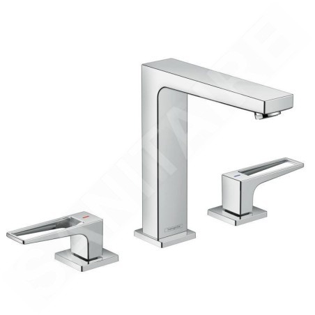 Hansgrohe Metropol - Mitigeur de lavabo avec vidage Push-Open, installation à 3 trous, chrome 74515000