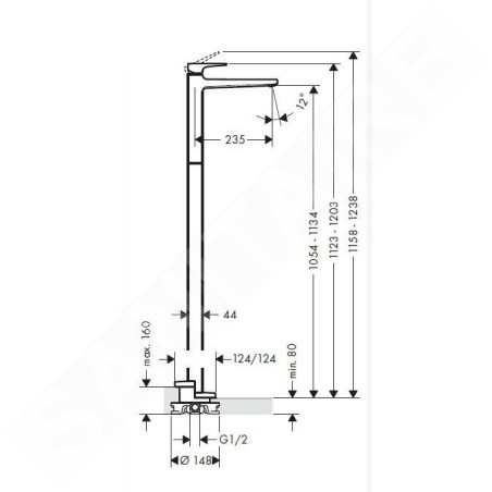 Hansgrohe Metropol - Mitigeur de lavabo à levier au sol, chrome 74530000
