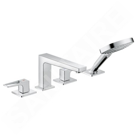 Hansgrohe Metropol - Mitigeur au bord de baignoire, installation à 4 trous, chrome 74553000