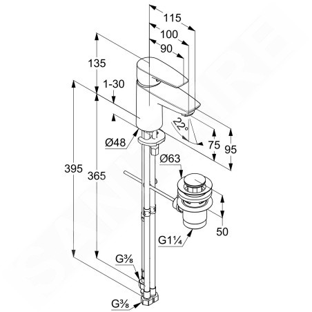 Kludi Pure&Solid - Mitigeur de lavabo avec vidage, chrome 342760575