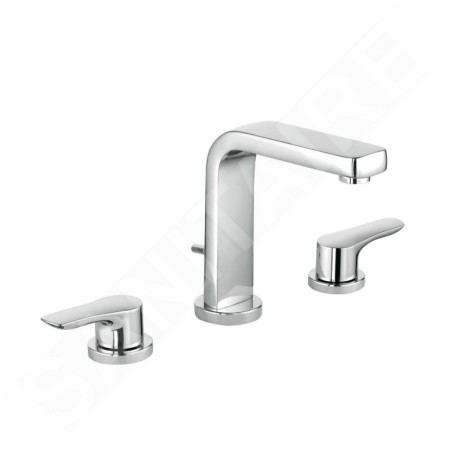 Kludi Pure&Solid - Mitigeur de lavabo avec vidage, installation 3 trous, chrome 343940575