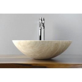 BLOK 1 Couvercle en pierre Ø 40 cm, travertin beige poli