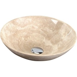BLOK 1 Couvercle en pierre Ø 40 cm, travertin beige poli