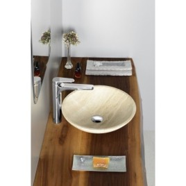 BLOK 1 Couvercle en pierre Ø 40 cm, travertin beige poli
