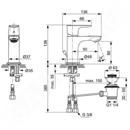 Ideal Standard Connect Air - Mitigeur de lavabo Grande Slim avec vidage, chrome A7014AA