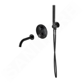 Cersanit Zen - Mitigeur de baignoire thermostatique encastré, installation à 3 trous, avec corps, avec accessoires,, noir