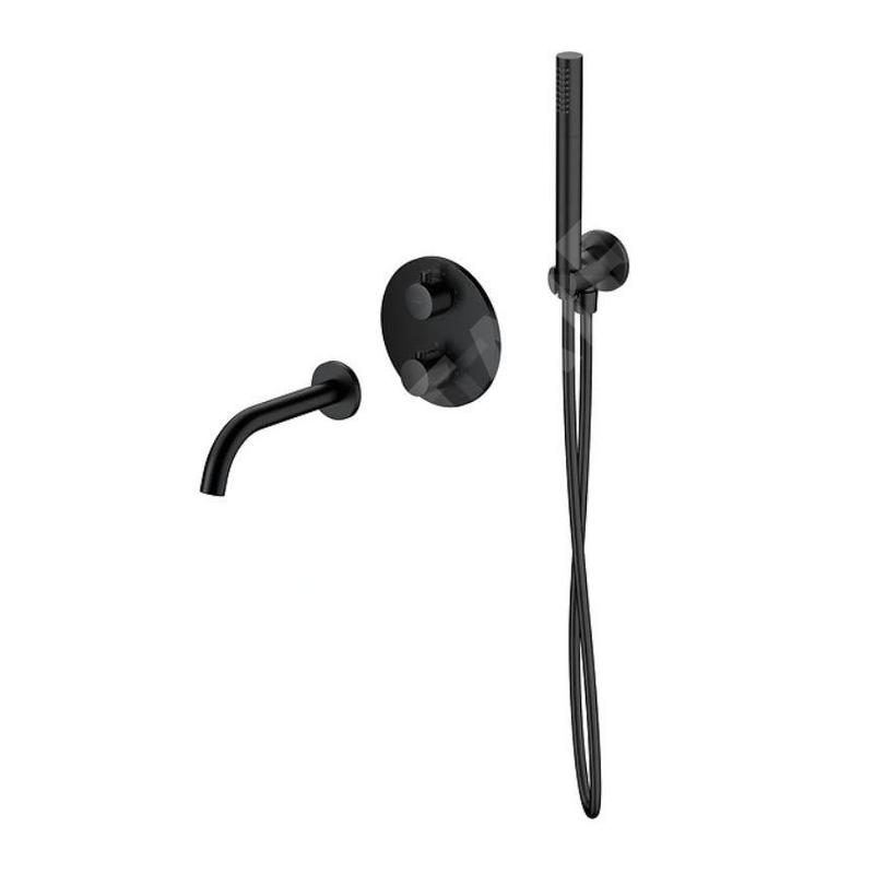 Cersanit Zen - Mitigeur de baignoire thermostatique encastré, installation à 3 trous, avec corps, avec accessoires,, noir
