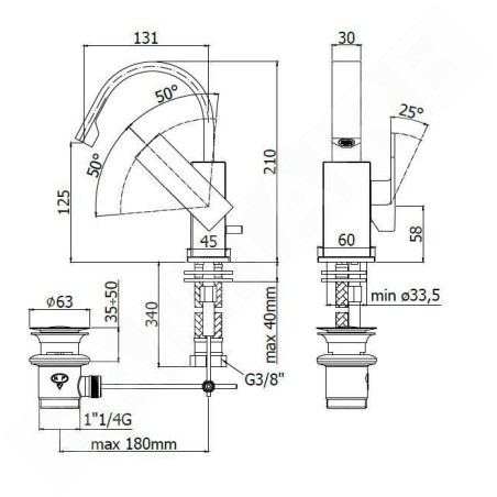 Paffoni Effe - Mitigeur de lavabo avec vidage, chrome EF837CR