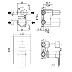 Paffoni Effe - Mitigeur de douche encastré avec inverseur, 2 sorties, chrome EF018CR