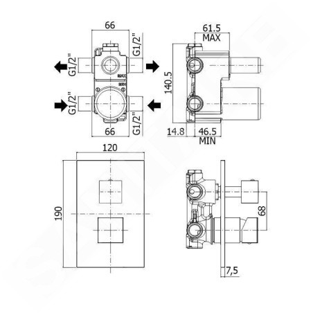 Paffoni Level - Mitigeur de douche encastré avec inverseur, 2 sorties, chrome LEC018CR