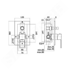 Paffoni Effe - Mitigeur de douche encastré avec inverseur et corps d’encastrement, chrome EF015CR