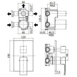 Paffoni Level - Mitigeur de douche encastré avec inverseur, 3 sorties, chrome LES019CR