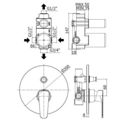 Paffoni Sly - Mitigeur de douche encastré avec inverseur et corps d’encastrement, chrome SY015CR