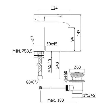Paffoni Level - Mitigeur de lavabo avec vidage, chrome LES065CR