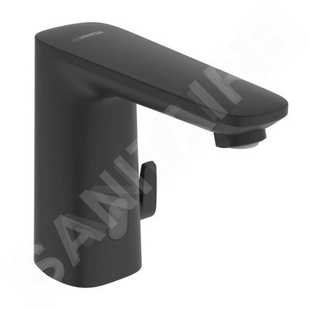 Hansa Electra - Mitigeur thermostatique électronique de lavabo, à piles, Bluetooth, noir mat 9210221933