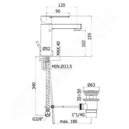 Paffoni West - Mitigeur de lavabo avec vidage, chrome WS075CR