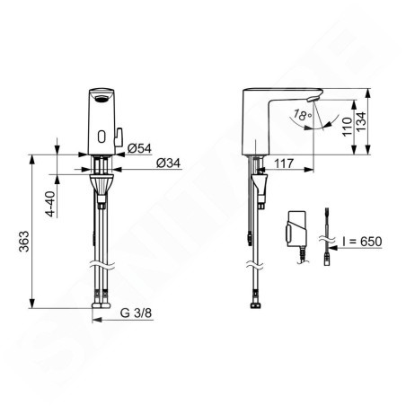 Hansa Electra - Mitigeur thermostatique électronique de lavabo, à piles, Bluetooth, noir mat 9210221933