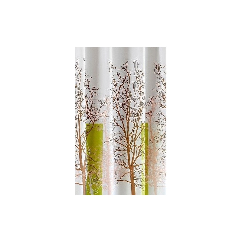 Rideau de douche 180x180cm, PE, blanc/vert, arbre