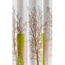 Rideau de douche 180x180cm, PE, blanc/vert, arbre