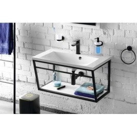 Console SKA sous lavabo 750x400x460mm, blanc mat, avec MDF blanc Shelf