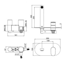 Paffoni Candy - Mitigeur de lavabo pour montage encastré avec corps, chromé CA105CR