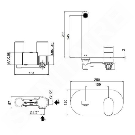Paffoni Candy - Mitigeur de lavabo pour montage encastré avec corps, chromé CA106CR