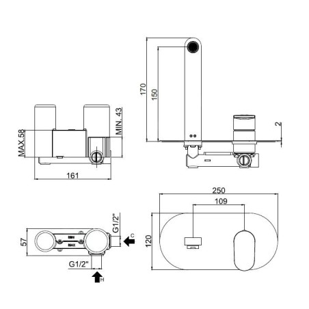 Paffoni Candy - Mitigeur de lavabo pour montage encastré avec corps, chromé CA104CR