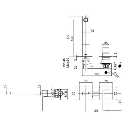 Paffoni Effe - Mitigeur de lavabo encastré avec corps d’encastrement, chrome EF104CR70