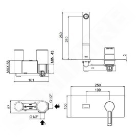 Paffoni Ringo - Mitigeur de lavabo pour montage encastré avec corps, chromé RIN106CR