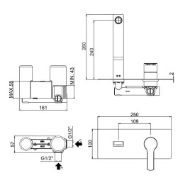 Paffoni West - Mitigeur de lavabo encastré avec corps d’encastrement, chrome WS106CR