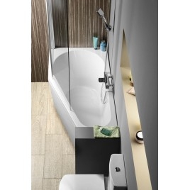 TIGRA Baignoire asymétrique 150x75x46cm, Jambes de soutien inclus, gauche/blanc