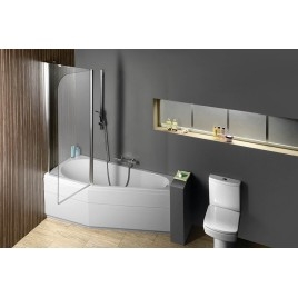 TIGRA Baignoire asymétrique 150x75x46cm, Jambes de soutien inclus, gauche/blanc