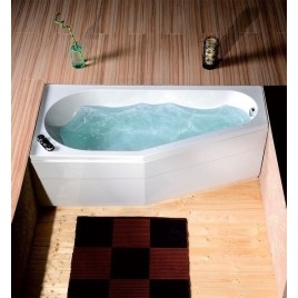 TIGRA Baignoire asymétrique 150x75x46cm, Jambes de soutien inclus, gauche/blanc