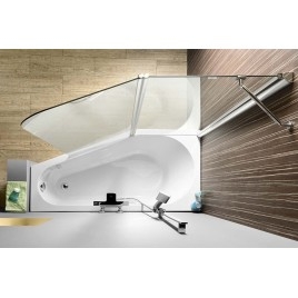 TIGRA Baignoire asymétrique 150x75x46cm, Jambes de soutien inclus, gauche/blanc