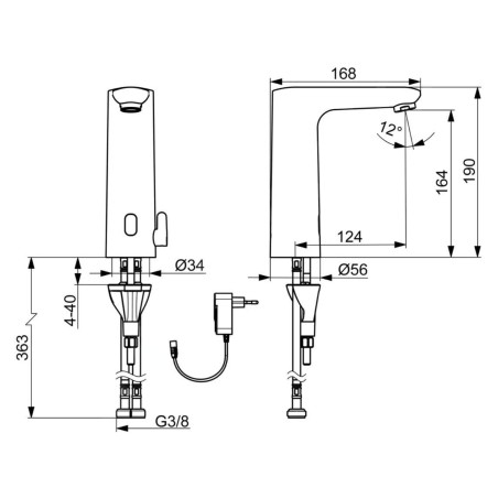 Hansa Electra - Mitigeur thermostatique électronique de lavabo, alimentation secteur, Bluetooth, chrome 93602009