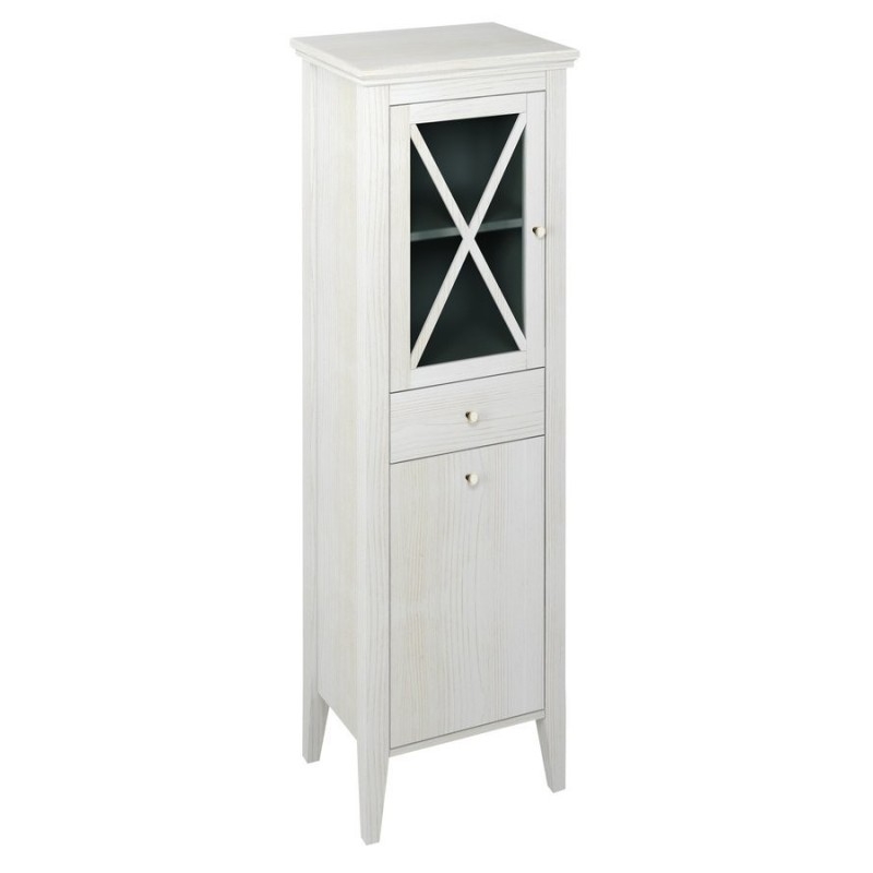 CROSS Unité de rangement avec Panier de blanchisserie 49x170x39cm, blanc gauche/ancien