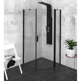ZOOM BLACK Quadrant Shower Enclosure 900x900mm, verre clair, droite